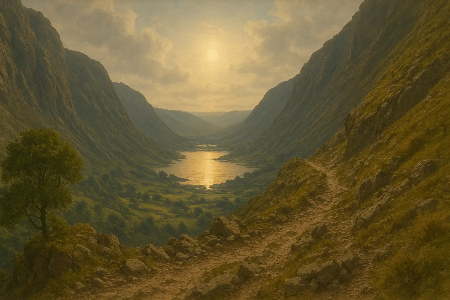 Mountain path at golden hour